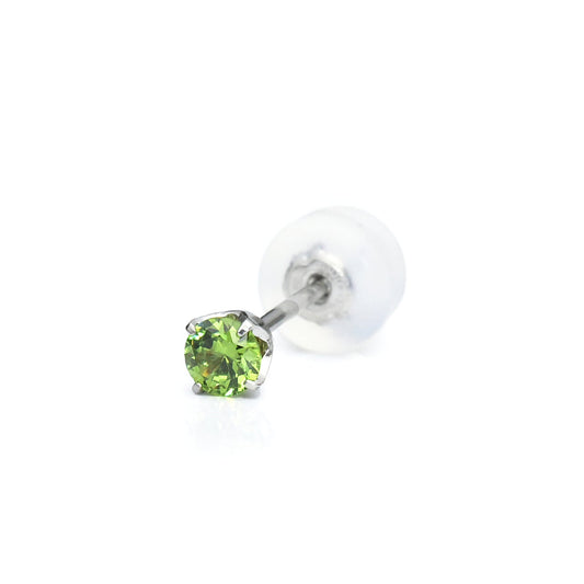 Pt900デマントイド0.1ct シングルピアス 4本爪デザイン（シングル）