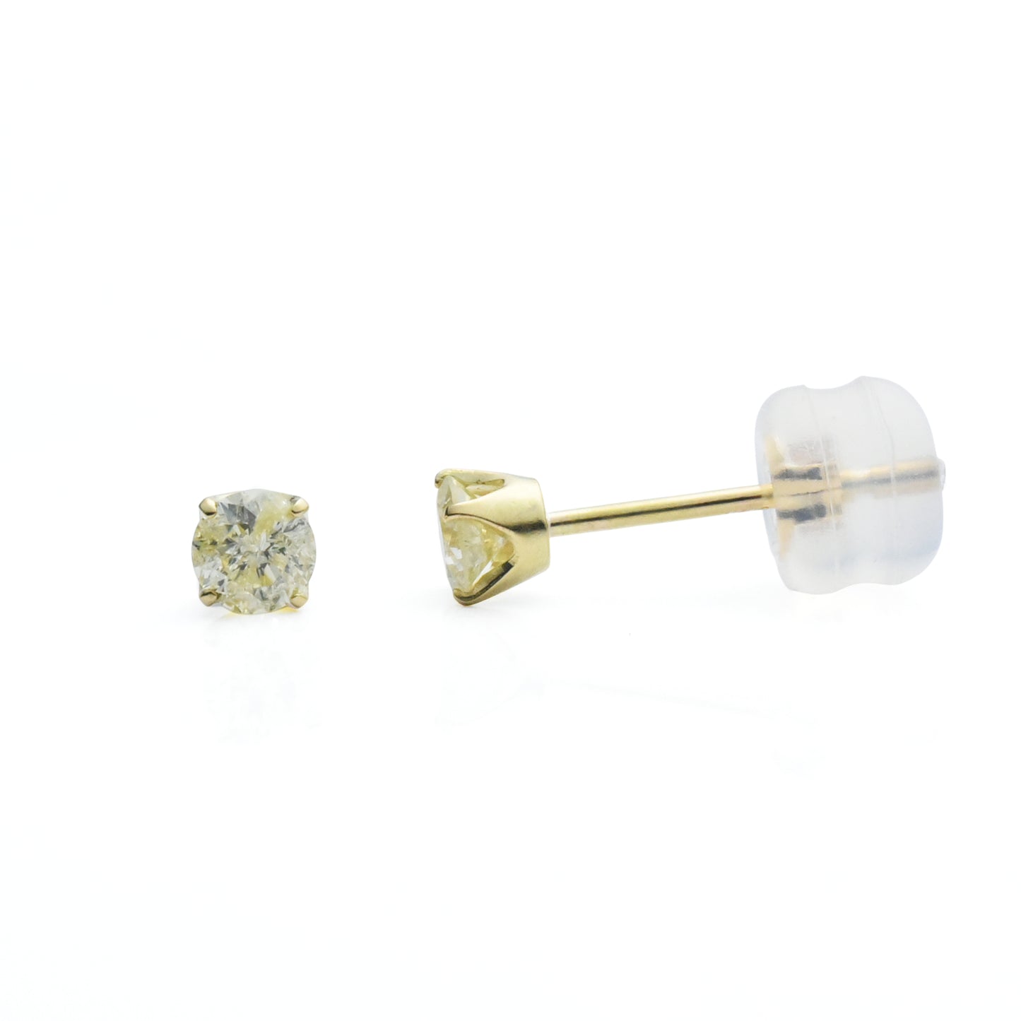 K18YGイエローダイヤモンド合計0.2ct スタッドピアス 4本爪シンプルデザイン
