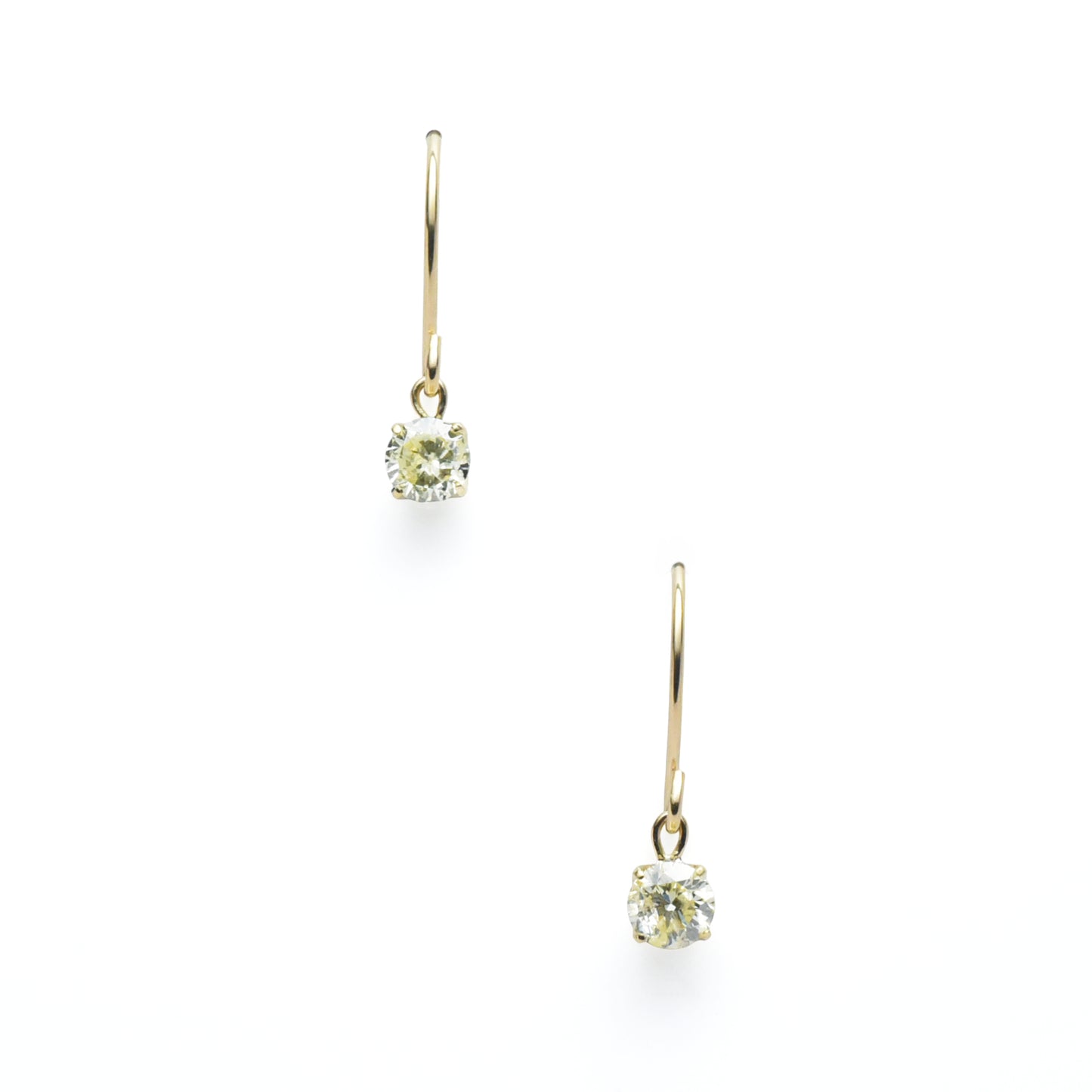 K18YGイエローダイヤモンド合計0.2ct スイングフックピアス 4本爪シンプルデザイン
