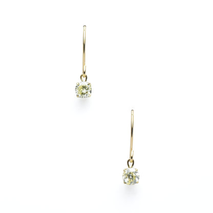 K18YGイエローダイヤモンド合計0.2ct スイングフックピアス 4本爪シンプルデザイン